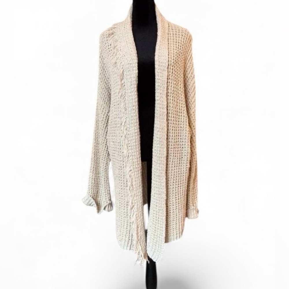 Free People Cream Open-Front Knit Cardigan